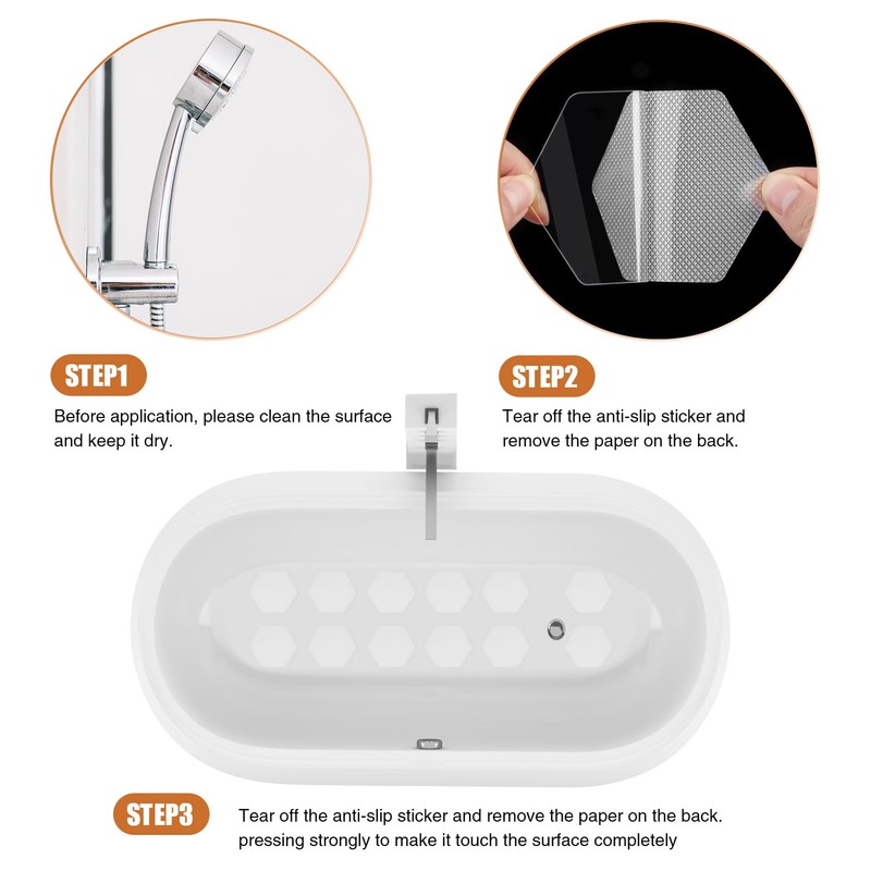 Bathtub Stickers Non-Slip, 36 PCS Hexagon Safety Shower Treads Adhesive
