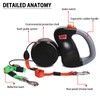 Double Dog Leash Lead 360°No Tangle Heavy Duty Retractable Pet