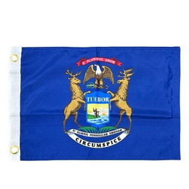 AMZFLAG Michigan Flag 12X18 INCH Outdoor Made in USA, 3 Ply Polyester Small Michigan State Flags MI Double Sided State of Michigan Flags with 2 Brass Grommets