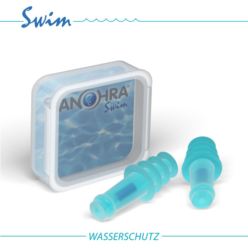 SANOHRA swim Ohrstöpsel - wasserdichte Ohrenstöpsel zum Schwimmen - wiederverwendbar