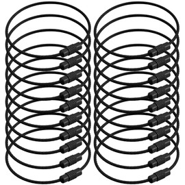 [Chicer] Wire Ring, Set of 20, Wire Keychain, Ring, Chain, Wire Key Ring, Wire Chain, Key Chain, Stainless Steel, Screw Type, Length 6.9 x 0.06 inches (15 x 1.6 mm), Black Set of 20