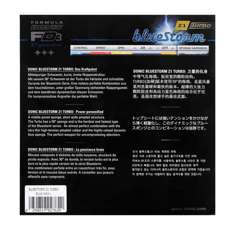 DONIC Bluestorm Z1 Turbo Rubber 2.3 mm Blue