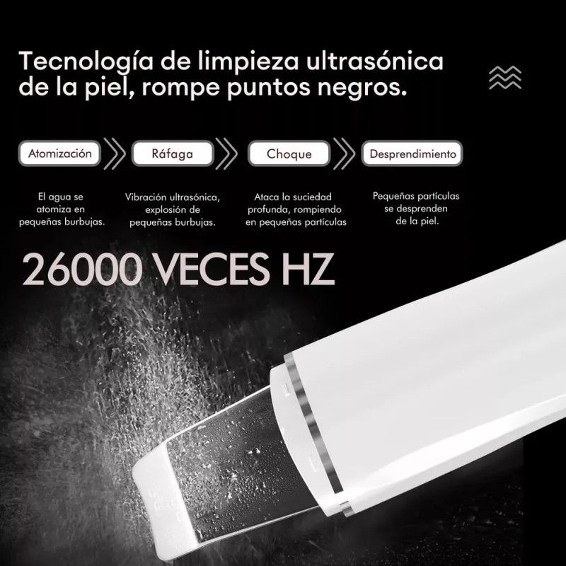 Limpiador Facial Ultrasónico Exfoliante Espinillas Belleza Blanco