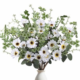 Minnhua 10Pcs St Patrick's Day Artificial Flowers 19.7" Shamrock Picks Fake Green Berry Stems St Patricks Day Floral Picks for St. Patrick's Day Home Table Centerpiece Party Decor