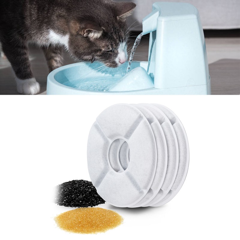 12Pcs Cat Water Fountain Filters Triple Filtration Water Purification Round