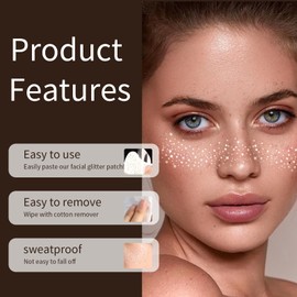 6 Silver Glitter Freckles Face Tattoo Makeup Patches - Waterproof, Long-Lasting, Easy to Apply & Remove, Perfect for Festivals, Parties, and Special Occasions