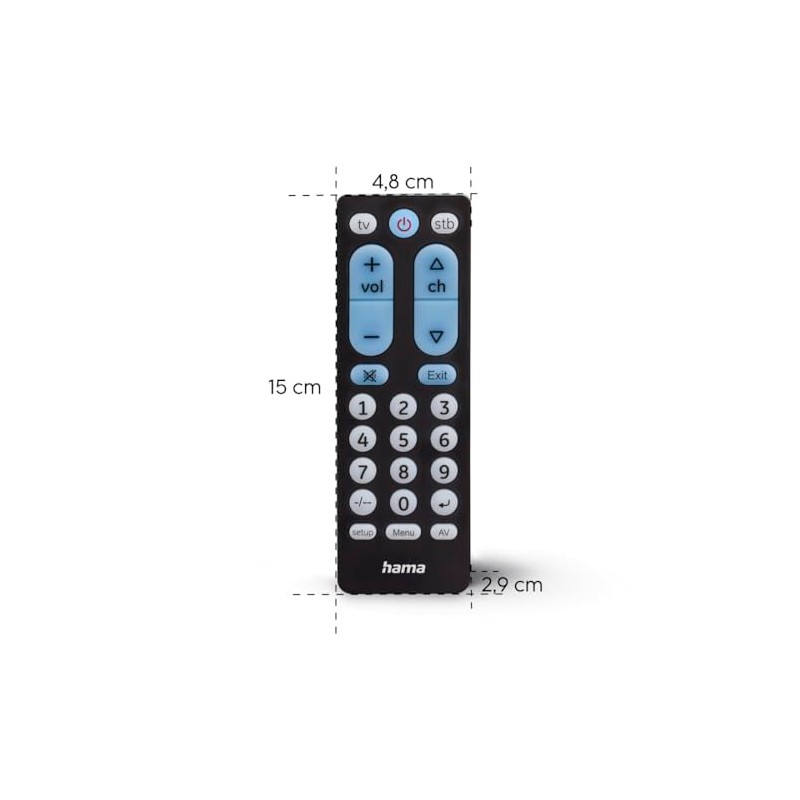 Hama Universal TV Remote Control for 2 Devices, Large Buttons
