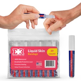 Liquid Bandage for Skin – Waterproof Skin Glue for Wound Closure, Flexible Liquid Bandaid with Non-Sting Formula – Long-Lasting Liquid Bandage – 20 Count