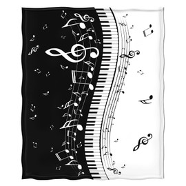 Levens Music Blanket Gifts for Women Girls Men, Abstract Piano Music Note Decoration for Home Bedroom Living Room Chair Sofa, Soft Comfortable Lightweight Throw Blankets Black 50"x60"