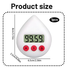 Digital Shower Timer, Bathroom Clock Water Drop Shape, Shower Clock, Energy Saver Digital Timer, Ideal for School Study, Kitchen Cooking, and Shower, White