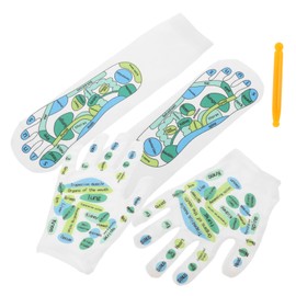 Ipetboom Reflexology Foot Massage Socks with Acupoint Diagram Cotton Pressure Point Tool for Enhanced Circulation and Balance Includes Gloves and Stick for Men and Women