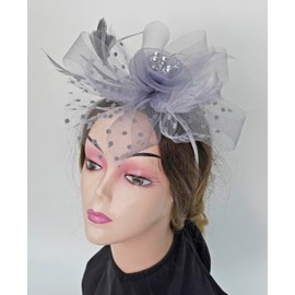 Women's Fascinators Tea Party Wedding Derby Mesh Flower Pearl Feather Fascinator Hat with Headband and Clip