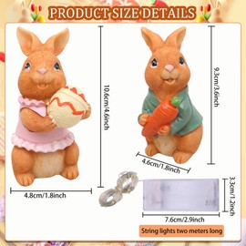 TZQFROCE Easter Bunny Figures, Pack of 2 Rabbit Figures, Mini Easter Figures, Bunny Figures, Ornament, Easter Bunny Decoration, Rabbit Decoration Figure for Easter, Table, Garden, Spring Decoration