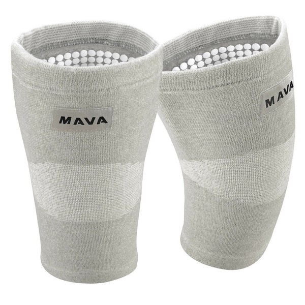 Mava Sports Reflexology Knee Compression Sleeve for Men and Women - Effective Support for Joint Pain, Arthritis Relief, Recovery and Blood Circulation - Great for Running and Walking (Grey, Large)