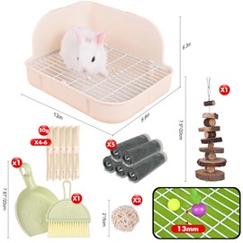 RUBYHOME Rabbit Litter Box Toilet, Plastic Square Cage Box Potty Trainer Corner Litter Bedding Box Pet Pan for Small Animals, Rabbits, Guinea Pigs, Chinchilla, Ferret, Galesaur, 11.4 Inches (White)