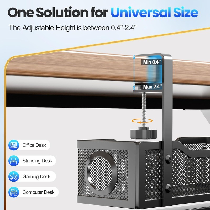Cinati Under Desk Cable Management Tray – 15.7” No-Drill Cable