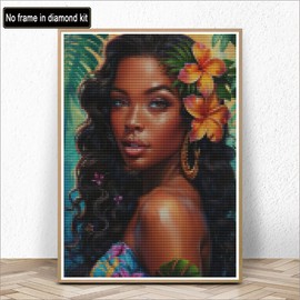 Kaliosy 5D Diamond Art Kits for Adults African Woman by Number Kits, Diamond Painting Art Summer Day DIY Full Drill Crystal Craft Cross Stitch Embroidery Decoration (12x16 inch) 30x40 cm