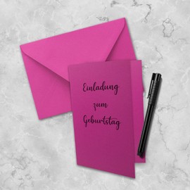 10 x DIN B6 Folding Card Set with Envelopes – Amarena (Pink) – 115 x 170 mm – Ideal for Invitation Cards, Wedding, Christening, Communion, Confirmation – Brand: FarbenFroh