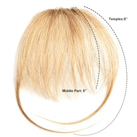 BUYOGET Clip in Fringe Human Hair Extension Airy Bangs Dark Blonde Straight Remy Fringe Clip on Bangs Hair Clip for Women Girls