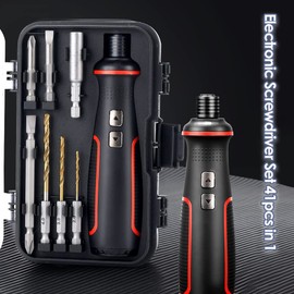 Electronic Precision Screwdriver Set LED Lights Two-layer Organizing Case 41pcs in 1 Case S2 Alloy Steel HRC 56 Hardness Bits Space-saving Built-in 2000mAh Li-on Battery Easy Install or Remove (9907)