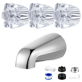 Enhon Shower Faucet Handle Replacement Set, Compatible with Price/Pfister Tub and Shower Faucets, Tub Spout Without Diverter and 3 Pieces Hot Cold and Diverter Knob Replacement (Flower Style)
