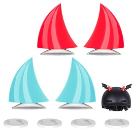Motorcycle Helmet Horns, 2 Pairs Motorcycle Helmet Corner Horn Decoration Accessories Elastic Suction Bowl Soft Horn Decoration Head Cover, Red + Sky Blue