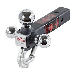 TOPTOW - Enganche de remolque de tres bolas con gancho de arrastre cromado, bolas de enganche, se adapta a receptor de 2 pulgadas