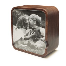 Wind Up Solid Wood Music Box with Photo Frame, The Best Gift for Christmas/Birthday/Valentine's Day/Mother's Day，Tune of You are My Sunshine. (Walnut Wood)