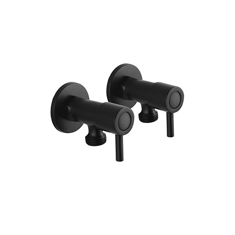 ACA International Black Brass Wall Mounted Washine Machine Stop Taps