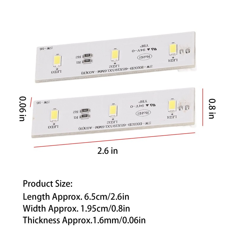 2Pcs DC 12V Refrigerator LED Light Strip Bar White Lighting