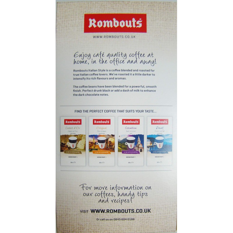 Rombouts Coffee Italian One Cup Filters 62 g