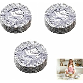 Cubierta Elástica de Papel de Aluminio para Alimentos, Cubierta Reutilizable de Papel de Aluminio para Alimentos, Tapas Protectoras de Cocina para Platos, Cuencos, Ollas y Recipientes (30PCS)