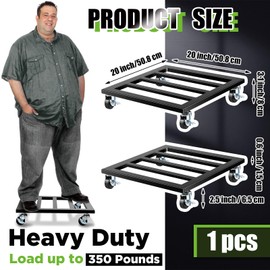 Taiyin 20 Inch Metal Plant Stand with Lockable Wheels Heavy Duty Rolling Plant Stand 350lb Square Plant Roller Base Potted Plant Dolly for Outdoor Indoor Patio Planter Large Succulent Flower Pot Cart