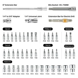 XEIMILE 51Pcs Bike Torque Wrench Set,1/4" Drive 20-260 In.Lb/2.3-29.4Nm,Inch Pound Click Torque Wrench,72T Dual Direction 3% Precision Adjustable Small Torque for Bicycle,Motorcycle,Car,Lug Nut