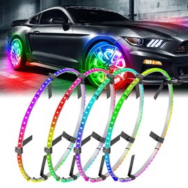 Blueshyhall 15.5 inch LED Rim Wheel Ring Lights 4 PCS for Car Truck Vehicle Offroad Pickup, RGB Dream Color Chasing Dancing Wheel Ring Light Kit