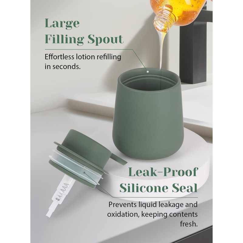INGOFIN Ceramic Lotion Dispenser - 12oz Refillable Hand Soap Dispenser