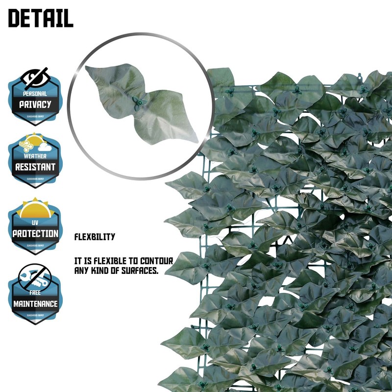 TANG Sunshades Depot 4'x24' FT Artificial Faux Dark Deeper Ivy