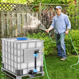 Infreecs IBC Gooseneck 3/4 Inch Outlet Tap, IBC Tank Gooseneck, Tap Stopcock, Rain Barrel Outlet Tap IBC, IBC Adapter, IBC Tank Accessories for Rainwater Tank, Water Barrel IBC Container