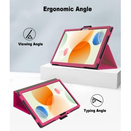 Keihok Case for Blackview Tab 60 WiFi/Tab 60 Pro 10.1 inch Tablet Cover with Hand Strap and Pencil Holder, Folding Stand Flip Case for Blackview Tab 60 WiFi/Tab 60 Pro. (Deep Pink)