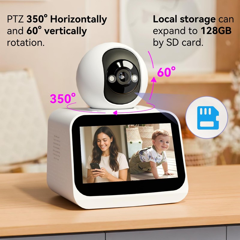 KEENLUK 4.3" Smart Home Camera: 1080P HD Video, Two-Way Video
