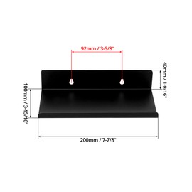 QWORK® Pack of 2 Wall Shelves, Black, Floating Shelves, 20 x 10 x 4 cm, Waterproof and Rust Resistant, for Office, Home, Bar, Garage