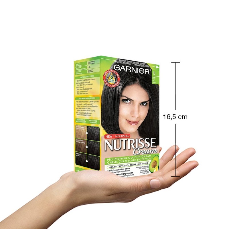Garnier Nutrisse Cream, Permanent Hair Colour, 10 Natural Black, 100%