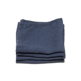 LinenMe Linen Waffle Wash Cloths (Set of 4), Indigo, 12" x 12"