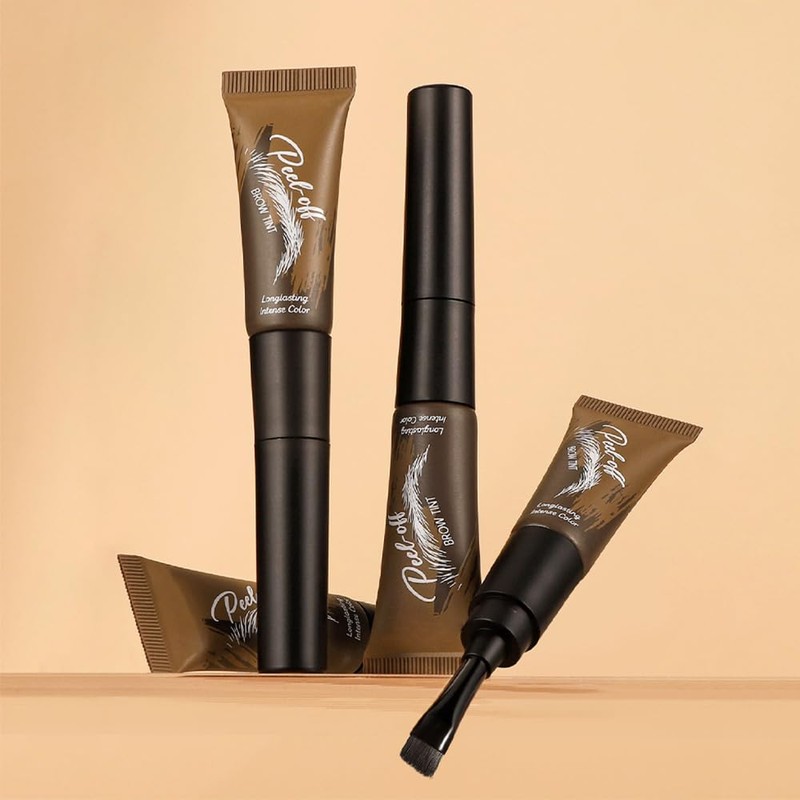 XZMeiLun Warm brown Eyebrow Gel Tattoo Peel Off with Tweezer,