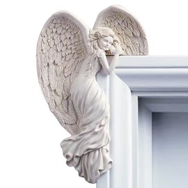 Angel Door Frame Decor Statue Heart-Shaped Wings Sculpture In Your Corner Left or Right Resin Angel Figurine Wall Decor Vintage Artist Crafts Ornament for Home Living Room Office Decorations