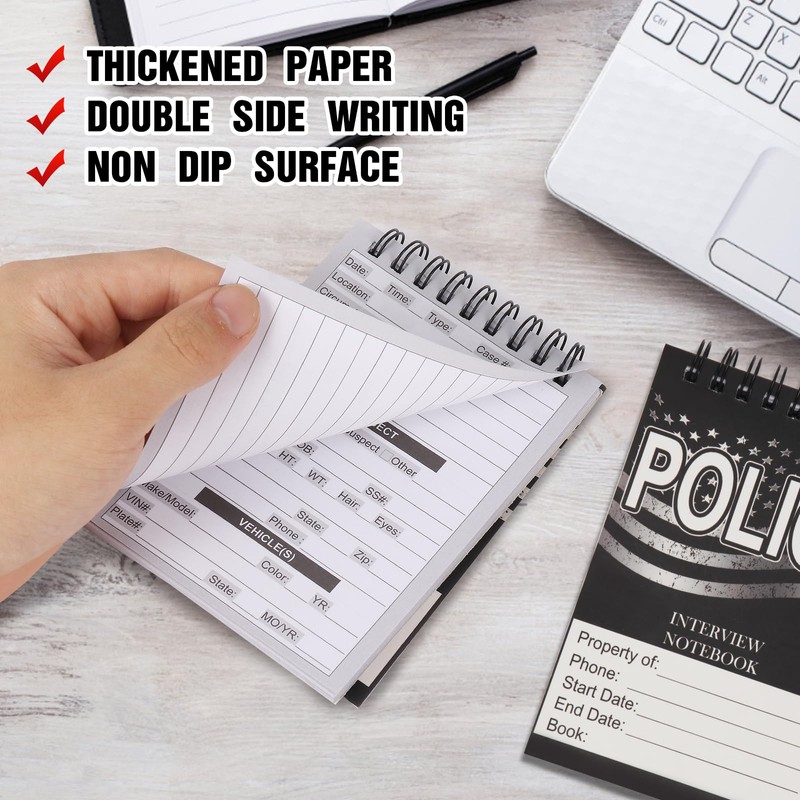 PruQuaiy 3 Pcs Public Safety Police Field Interview Notebook Report