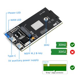 HLT NGFF(M.2) to USB 2.0(Type C) Adapter with SIM Card Slot and Auxiliary Power Interface for WWAN/LTE Module