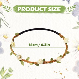 Flower Headband Flower Wreath Hair Accessories, 12 Multicoloured Women Girls Flower Crown Floral Garland Headbands with Elastic Band for Party Wedding Beach