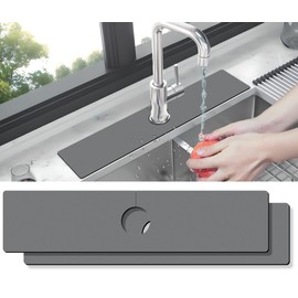 Kitchen Sink Splash Guard Faucet Mat -2 PC Super Absorbent Fast Drying Mat Sink Gadgets-Splash Guard Behind Faucet Drip Catcher for Kitchen, Bathroom,Sink Mat, Dish Drying Mat, Bathroom(23.5" X 5.5" )