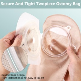 21 pcs ostomy Supplies colostomy Bags- Rainlotus Two Piece Ostomy Drainable Pouches with Closure,Cut-to-Fit for Ileostomy Stoma Care(15pcs Bags+6pcs Barrier)